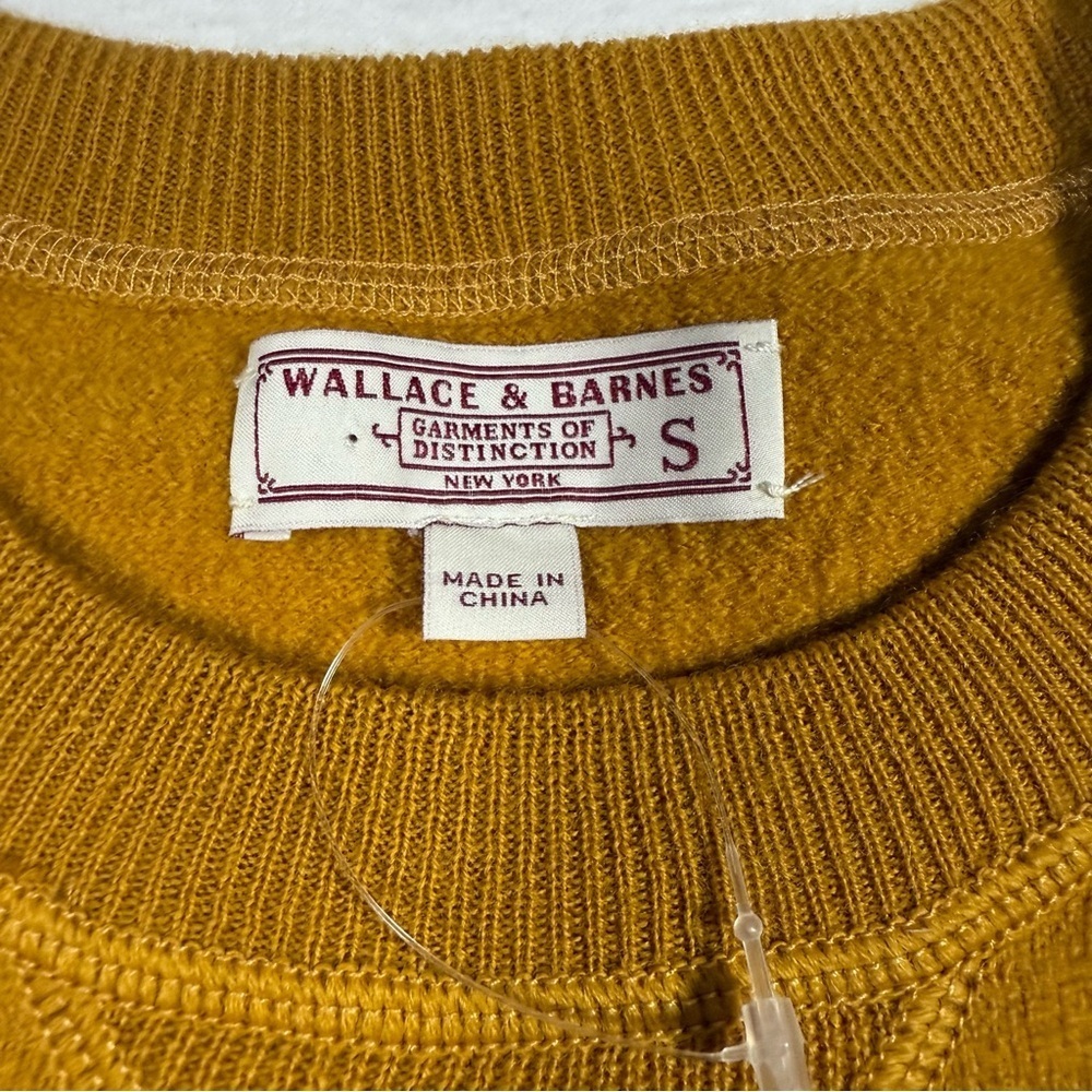 Wallace & Barnes mustard 100% Merino Wool crewneck Sweatshirt small J. Crew NWOT - Picture 2 of 6